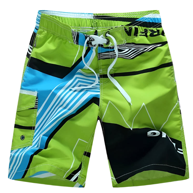 GarbPlanet 1521-Green / 3XL Summer Men Quick-drying Beachwear Plus Size Swimsuit Shorts Male Fashion Casual Loose Hawaii Printing Surf Board Shorts