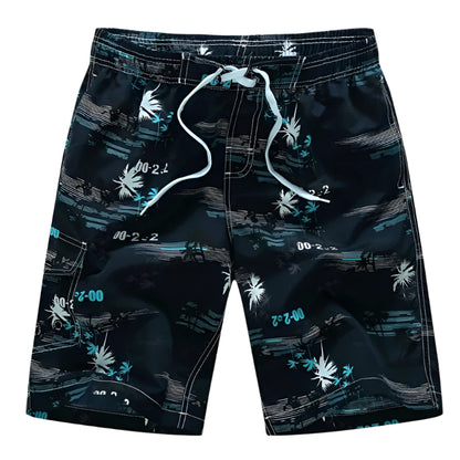 GarbPlanet 1526-Blue / 3XL Summer Men Quick-drying Beachwear Plus Size Swimsuit Shorts Male Fashion Casual Loose Hawaii Printing Surf Board Shorts