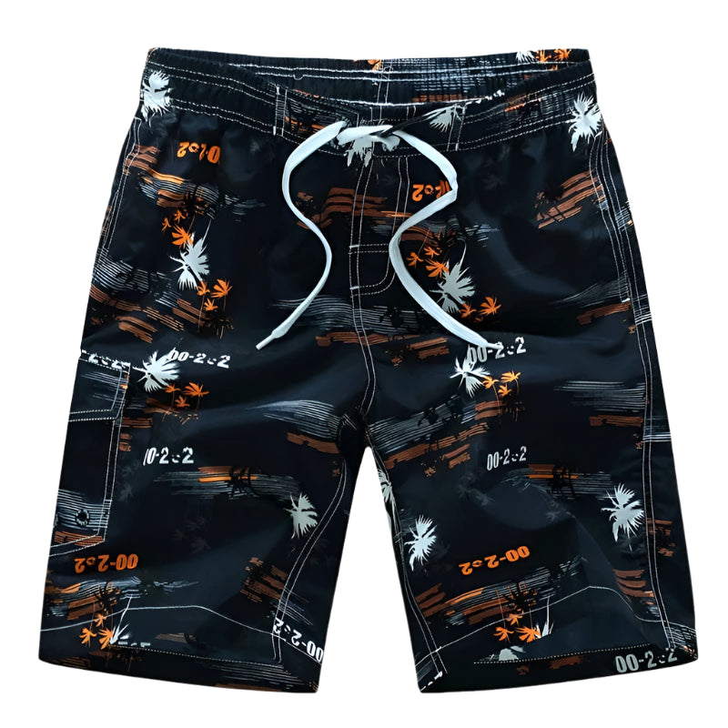 GarbPlanet 1526-Orange / 3XL Summer Men Quick-drying Beachwear Plus Size Swimsuit Shorts Male Fashion Casual Loose Hawaii Printing Surf Board Shorts