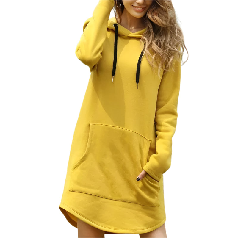 GarbPlanet 2025 Women Autumn Dresses Casual Pocket Long Sleeve Hooded Sweatshirts Loose Oversized Pullover Hoodie Bodycon Dress Robe