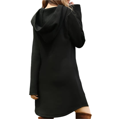 GarbPlanet 2025 Women Autumn Dresses Casual Pocket Long Sleeve Hooded Sweatshirts Loose Oversized Pullover Hoodie Bodycon Dress Robe