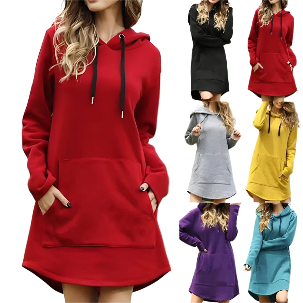 GarbPlanet 2025 Women Autumn Dresses Casual Pocket Long Sleeve Hooded Sweatshirts Loose Oversized Pullover Hoodie Bodycon Dress Robe