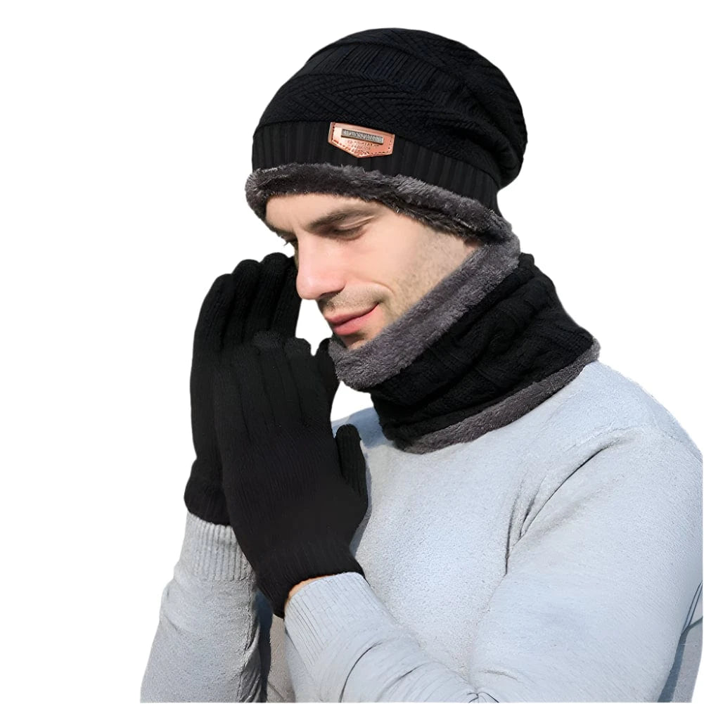 GarbPlanet 3 In 1 Winter Beanie Scarf And Gloves Set