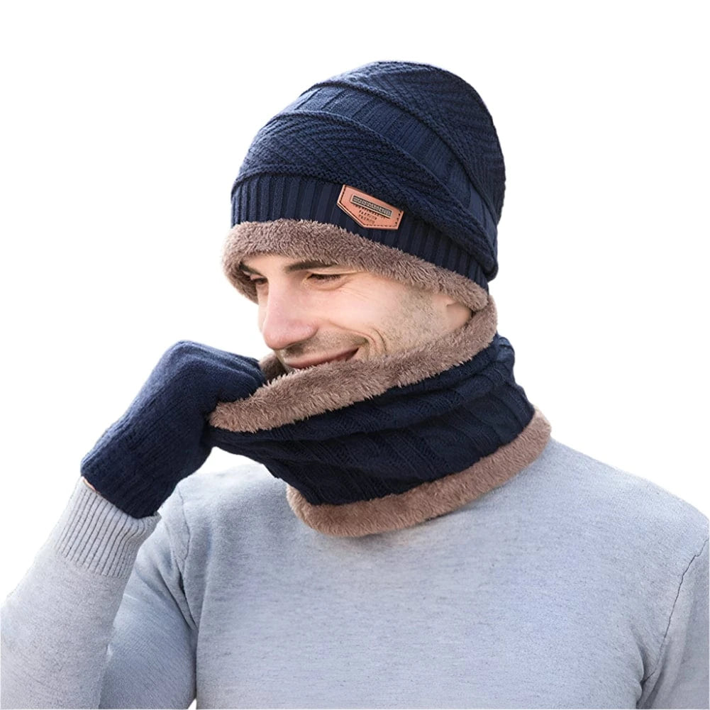 GarbPlanet 3 In 1 Winter Beanie Scarf And Gloves Set