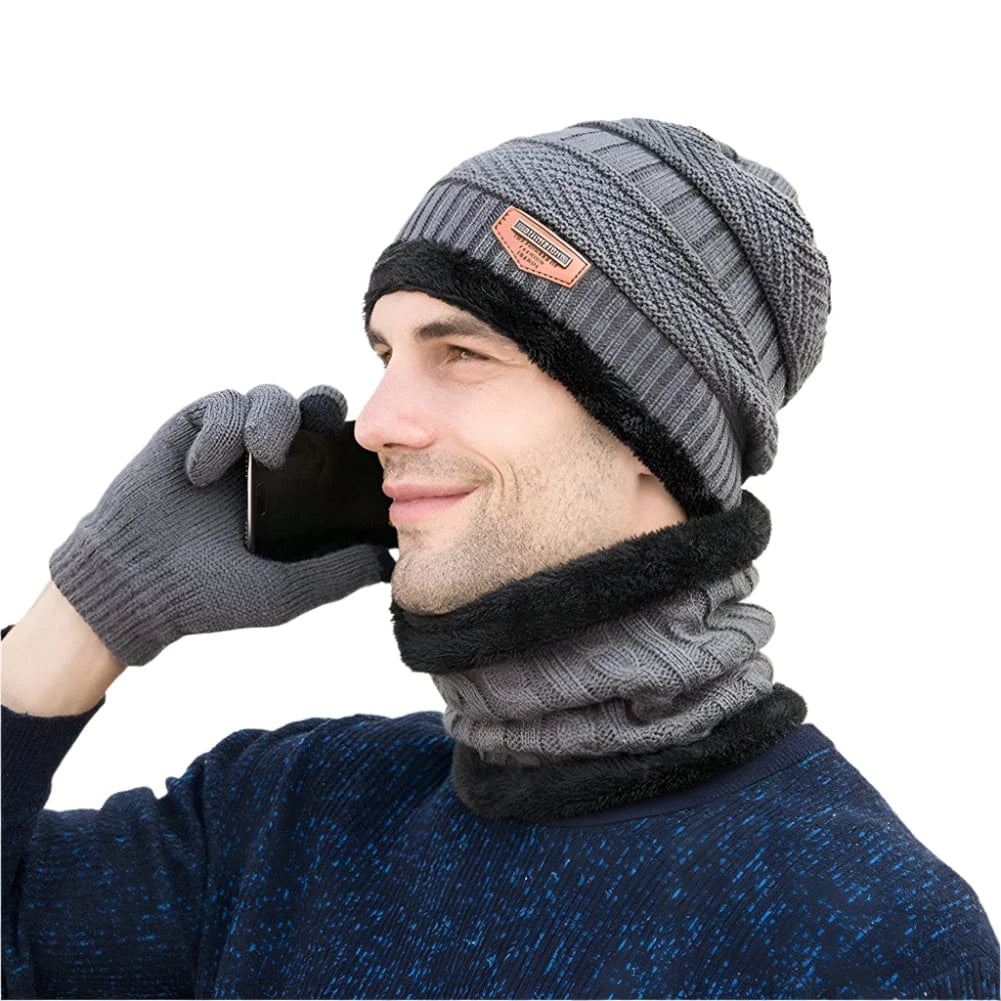 GarbPlanet 3 In 1 Winter Beanie Scarf And Gloves Set