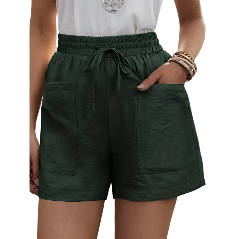 GarbPlanet army green / S Woman Shorts 2024 Fashion Women Linen Sweatshorts Summer Pockets High Waist Cotton Blend Pockets Elastic Waist Loose Shorts