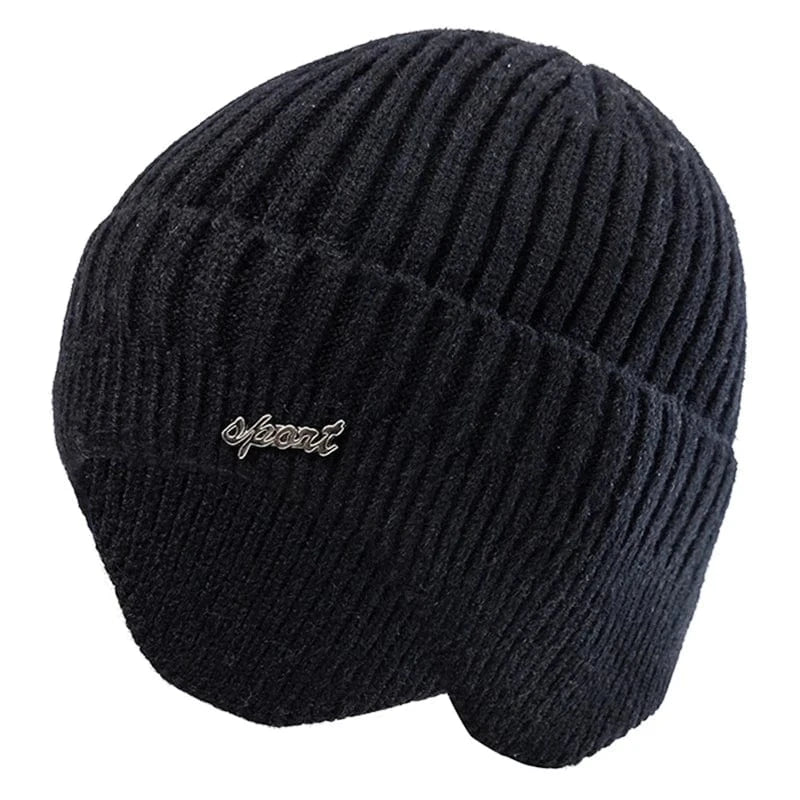 GarbPlanet Black / 55cm-60cm New Unisex Winter Hat Fashion Plain Knitted Hats For Men & Women Ski Beanie Hat Sports Earflap Cap