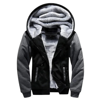 GarbPlanet Black Grey / S Men's Fleece Lining Hoodie Jacket