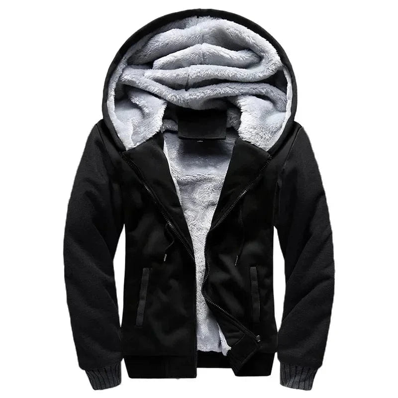 GarbPlanet Black / S Men's Fleece Lining Hoodie Jacket