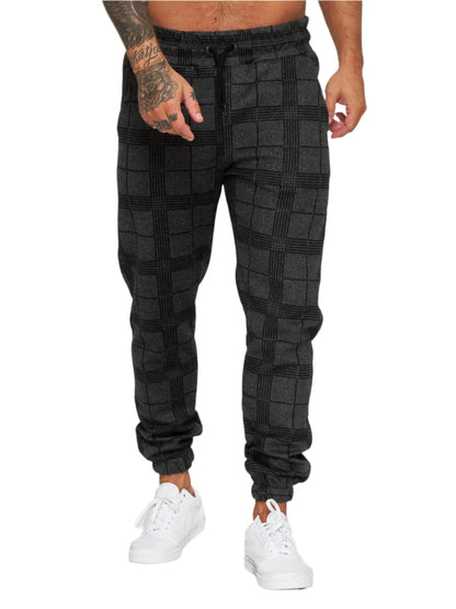 GarbPlanet Black / S Men's Plaid Jogging Bottoms