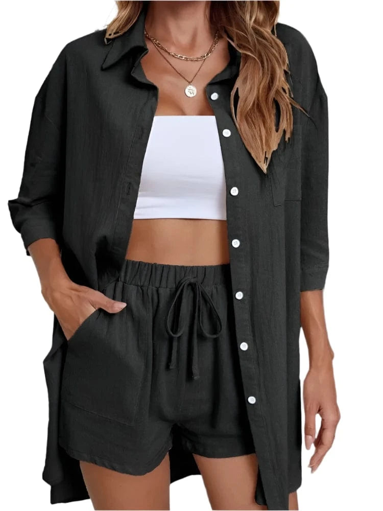 GarbPlanet Black / S Women's Casual 2 Piece Set