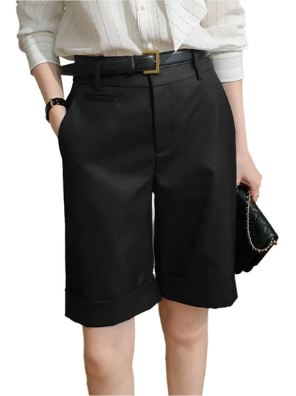 GarbPlanet Black / S Women’s Tailored Knee-Length Shorts