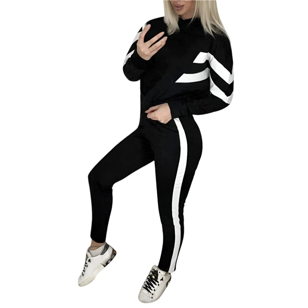 GarbPlanet Black / S Women's Tracksuit/Casual Sportswear Set