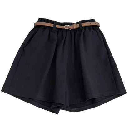 GarbPlanet Black with belt / M Rimocy with Belt Cargo Shorts Women 2024 Summer Pocket Wide Leg Short Pants Woman Korean Fashion Loose Elastic Waist Shorts