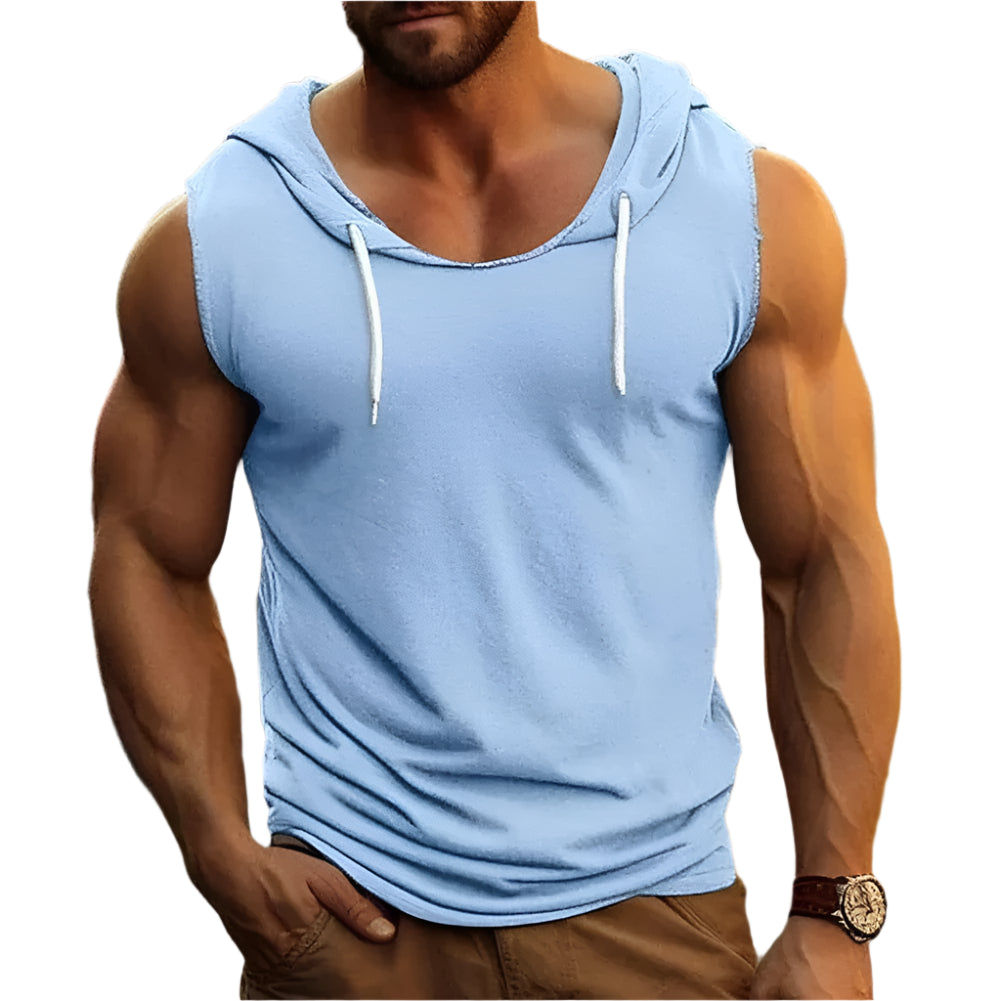 GarbPlanet Blue / M Men's Sleeveless Gym Hoodie