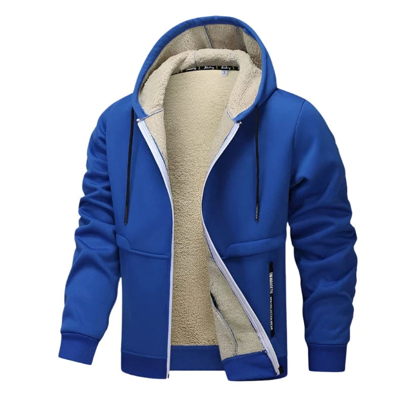 GarbPlanet Blue / S Men's Fleece Lined Zip-Up Hoodie