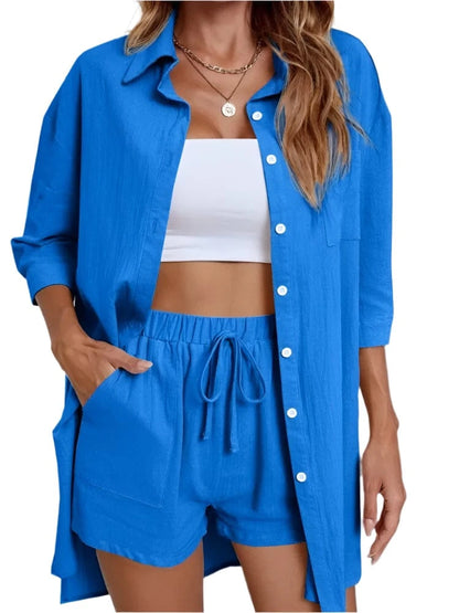 GarbPlanet Blue / S Women's Casual 2 Piece Set