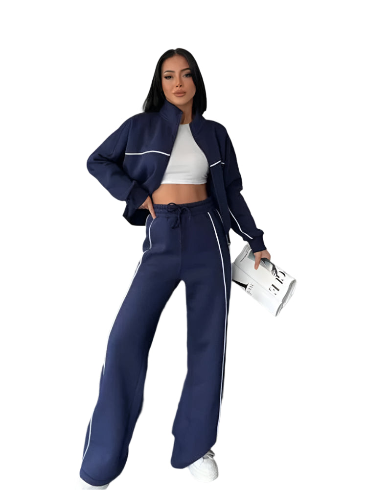 GarbPlanet Blue / S Women’s Two-Piece Casual Tracksuit Set