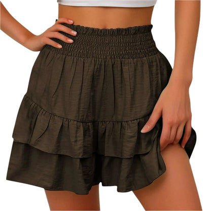 GarbPlanet Brown / S Women's Ruffles Mini Skirt