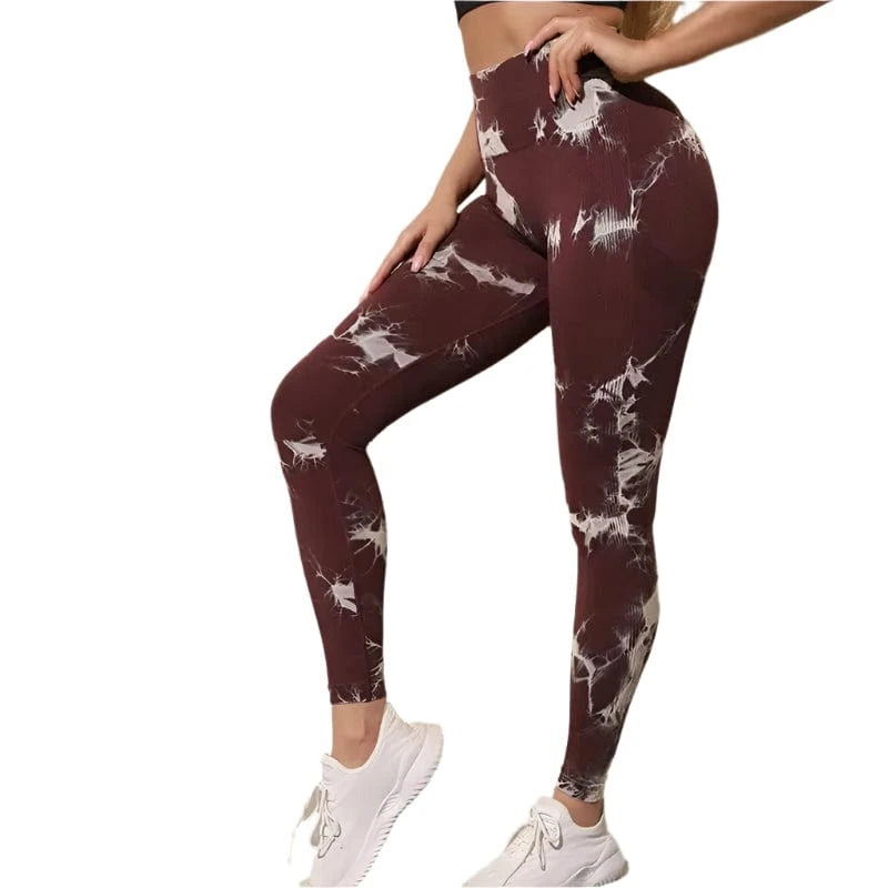 GarbPlanet Coffee/Purple / S Women's Exercise High Waist Leggings