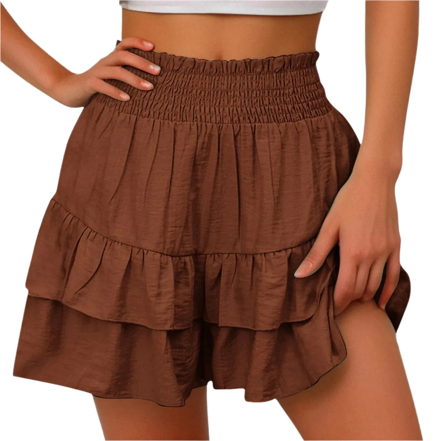 GarbPlanet Coffee / S Women's Ruffles Mini Skirt