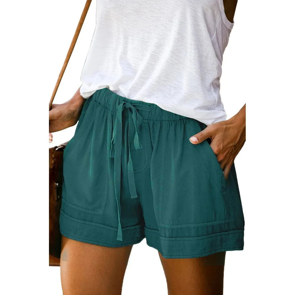 GarbPlanet Dark Green / S Women's Wide-Legged Stylish Shorts