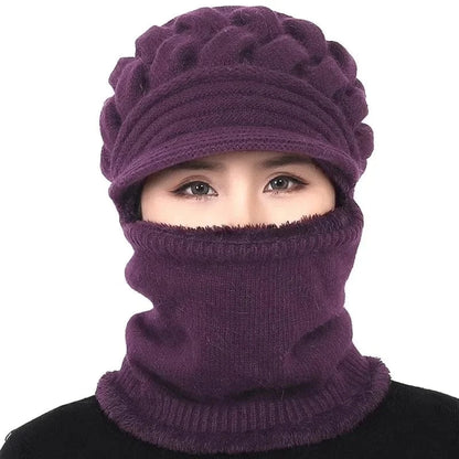 GarbPlanet Dark Purple Winter Beanie And Neck Warmer Set