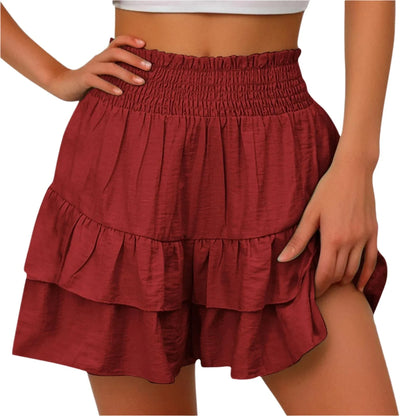 GarbPlanet Dark Red / S Women's Ruffles Mini Skirt