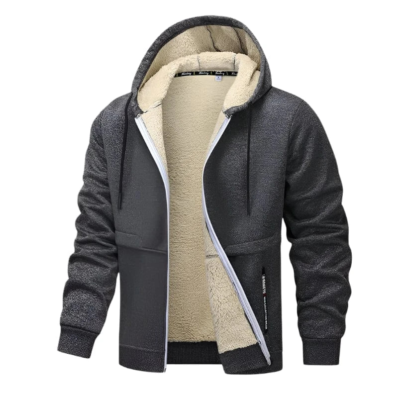 GarbPlanet DarkGrey / S Men's Fleece Lined Zip-Up Hoodie