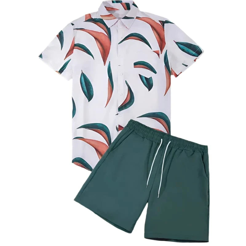 GarbPlanet Eight / S Men's Hawaiian Style Shirt And Short's Set