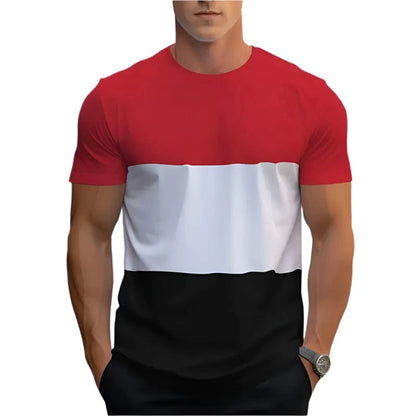 GarbPlanet EIGHT / XS Men's Round Neck Colour Block T-Shirt