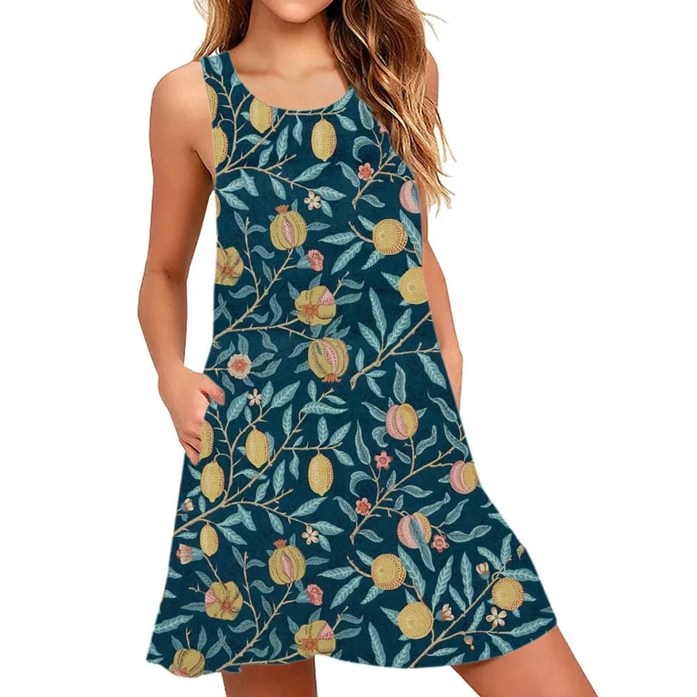 GarbPlanet Eighteen / S Women's Floral Sleeveless Summer Dress