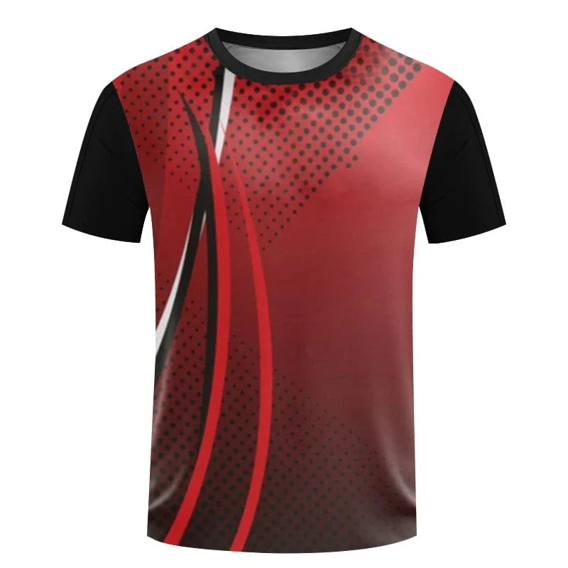 GarbPlanet ETYJP2F23162EN / M Mens table tennis T-shirt Summer fitness short sleeve badminton training clothes Women's quick drying Sportswear printed T-shirt