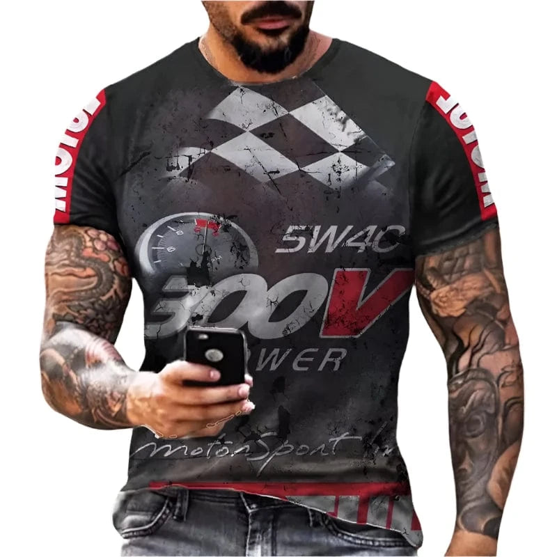 GarbPlanet Five / S Men's Casual Motorcycle Trend T-Shirt