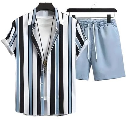 GarbPlanet Four / S Men's Summer Casual Shirt And Shorts Set