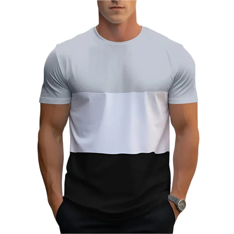 GarbPlanet FOUR / XS Men's Round Neck Colour Block T-Shirt