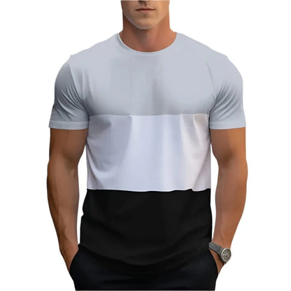 GarbPlanet FOUR / XS Men's Round Neck Colour Block T-Shirt