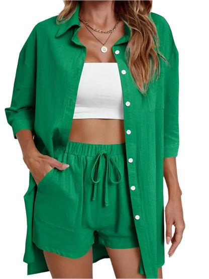 GarbPlanet Green / S Women's Casual 2 Piece Set