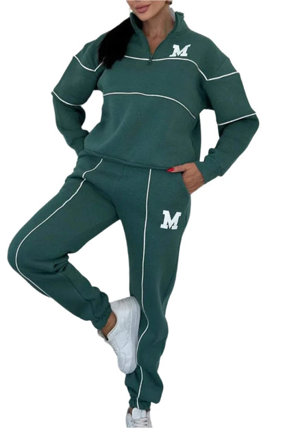 GarbPlanet Green / S Women’s Two Piece Casual Jogging Set