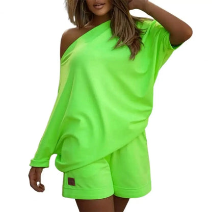 GarbPlanet Green / S Women's Two Piece Shorts And Top