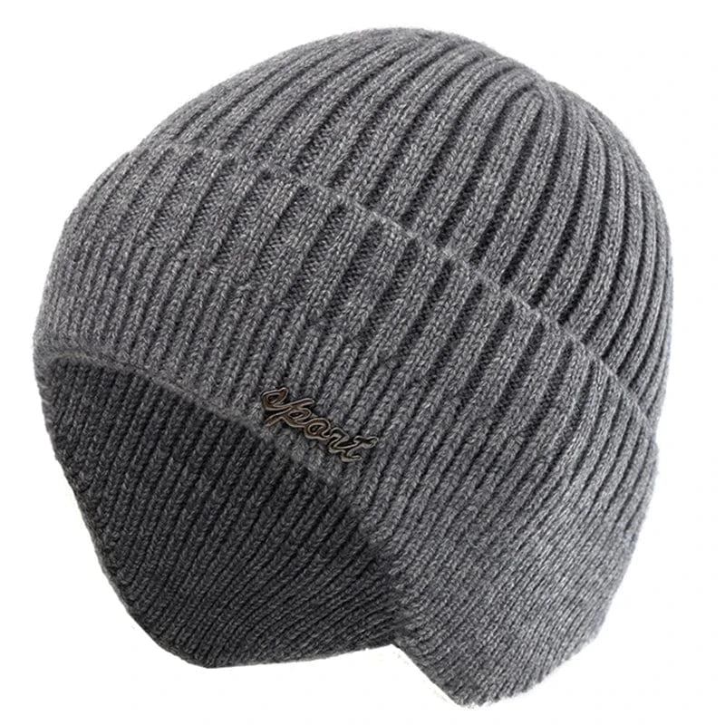 GarbPlanet Grey / 55cm-60cm New Unisex Winter Hat Fashion Plain Knitted Hats For Men & Women Ski Beanie Hat Sports Earflap Cap