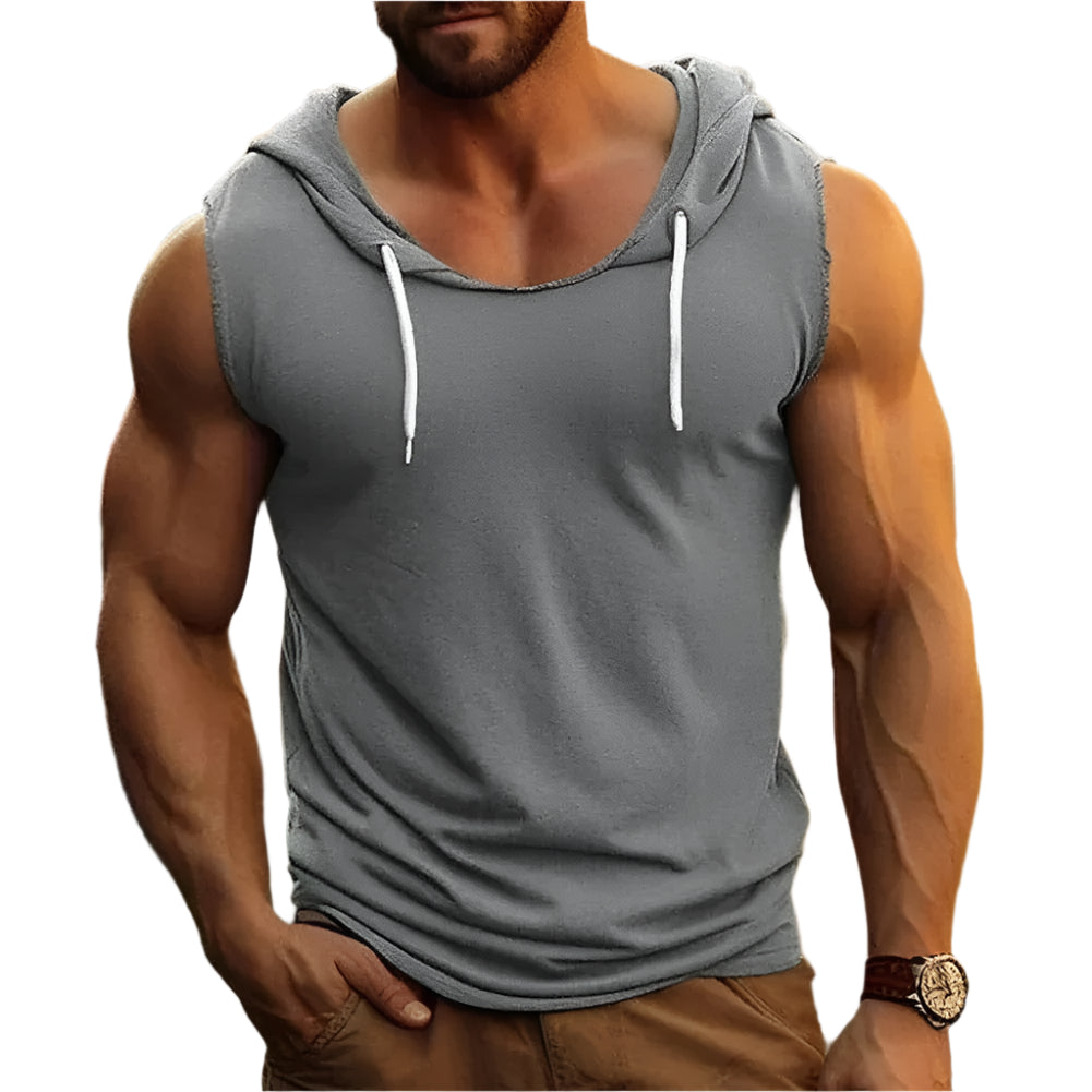 GarbPlanet Grey / M Men's Sleeveless Gym Hoodie