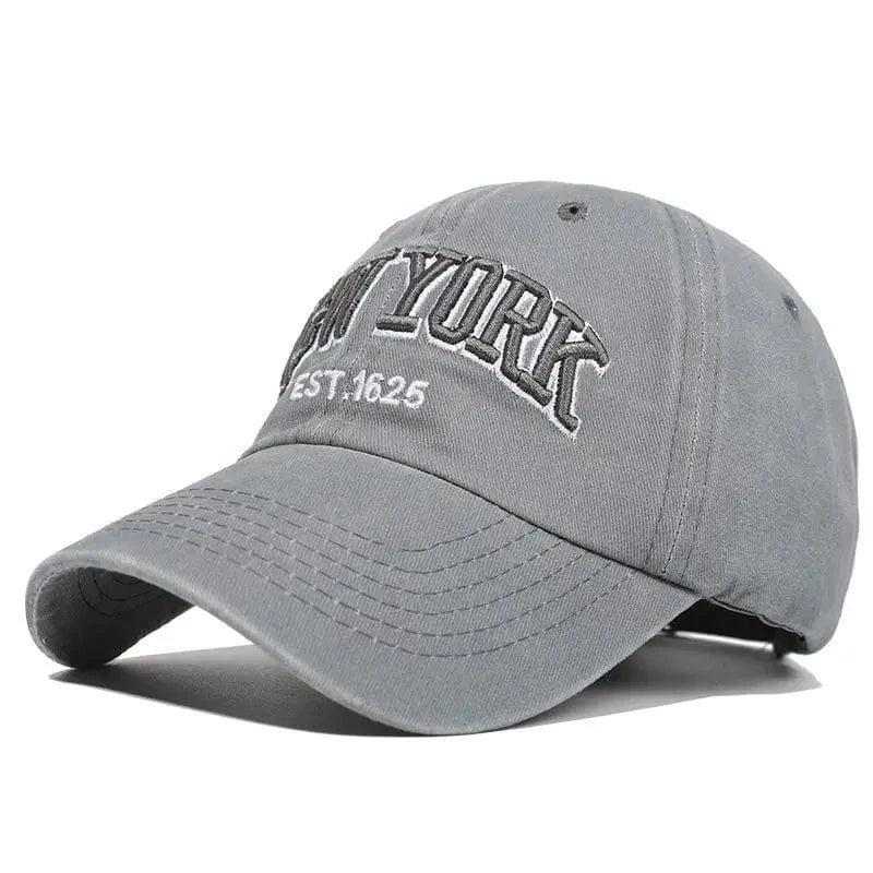 GarbPlanet Grey New York Logo Cotton Baseball Cap