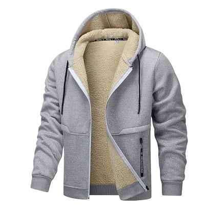 GarbPlanet Grey / S Men's Fleece Lined Zip-Up Hoodie