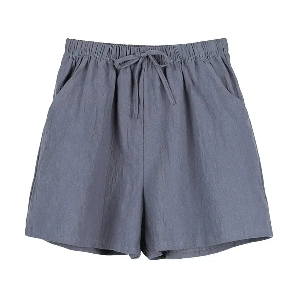 GarbPlanet Grey / S Women's High Waist Drawstring Shorts