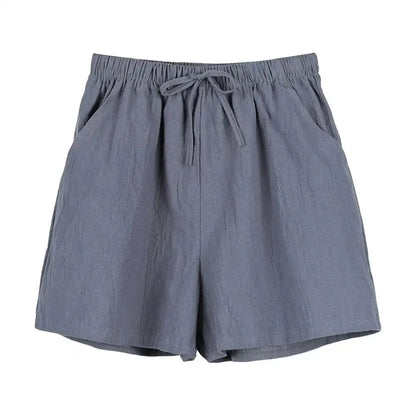 GarbPlanet Grey / S Women's High Waist Drawstring Shorts