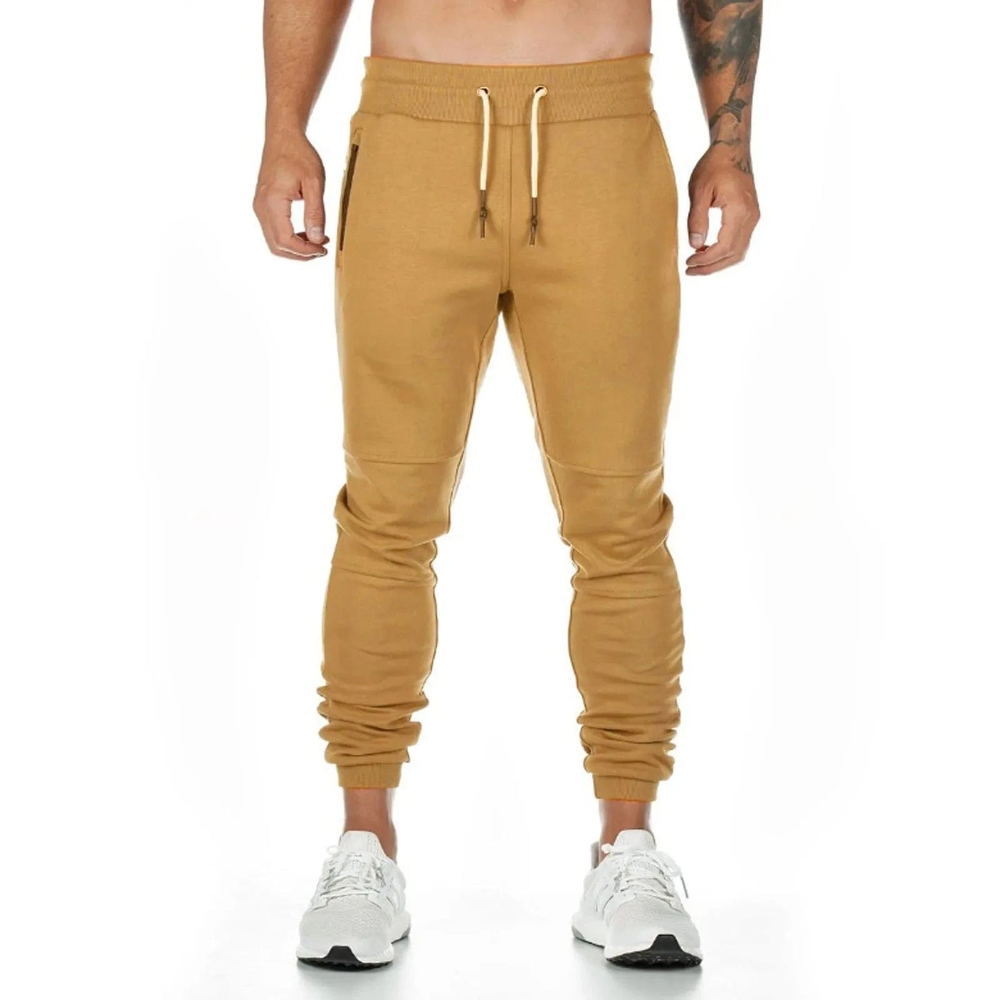 GarbPlanet Khaki / S Men's Gym Workout Running Athletic Joggers