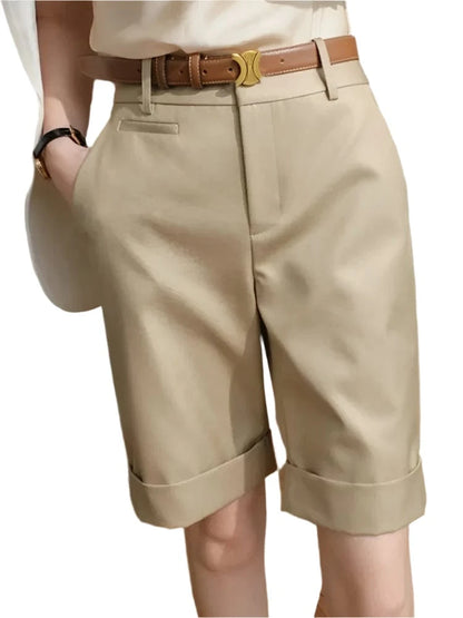 GarbPlanet khaki / S Women’s Tailored Knee-Length Shorts