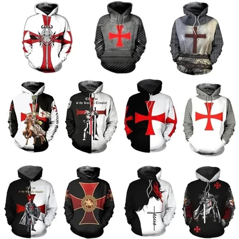 GarbPlanet Knight Templar Mens Hoodie Sweatshirt 3d Printed Men Women Casual Hooded Sweatshirts Pullover Hip Hop Harajuku Streetwear Tops