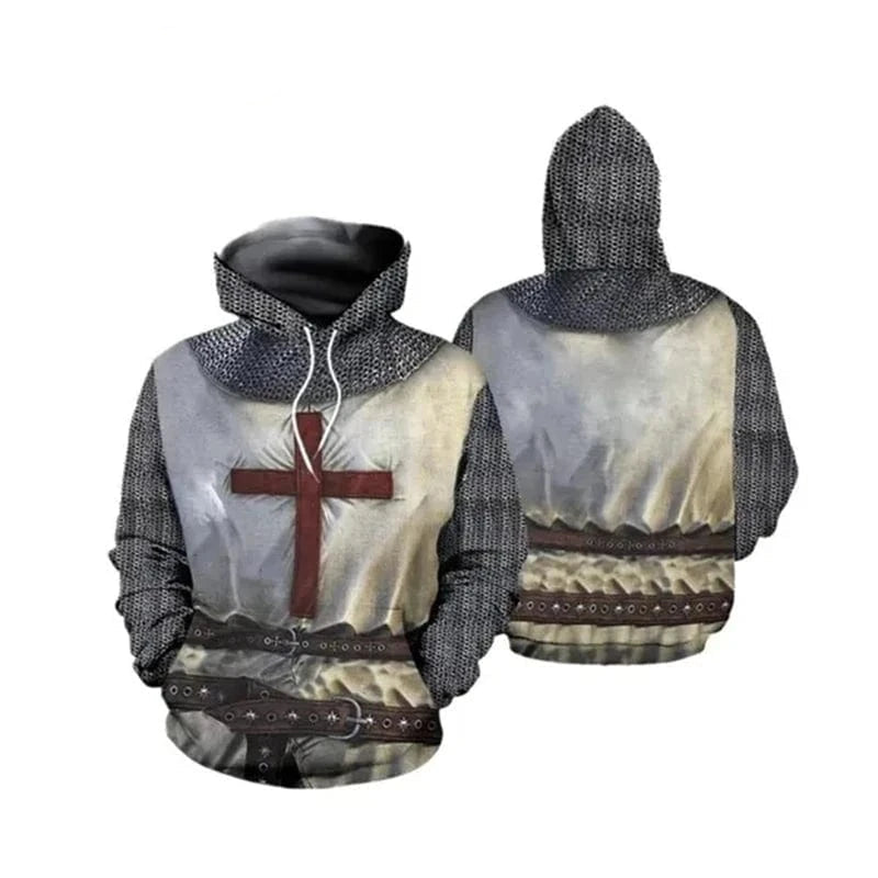 GarbPlanet Knight Templar Mens Hoodie Sweatshirt 3d Printed Men Women Casual Hooded Sweatshirts Pullover Hip Hop Harajuku Streetwear Tops